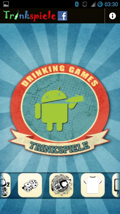 Trinkspiele App Android Start screen